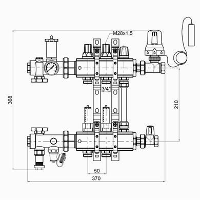фото Коллекторная группа Icma 3/4" 2 выхода, с расходомером №A2K013