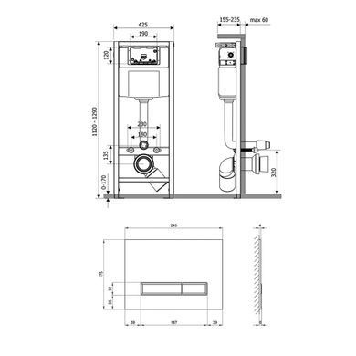 фото Набор инсталляция 4 в 1 Qtap Nest ST с линейной панелью смыва QT0133M425V1107GB