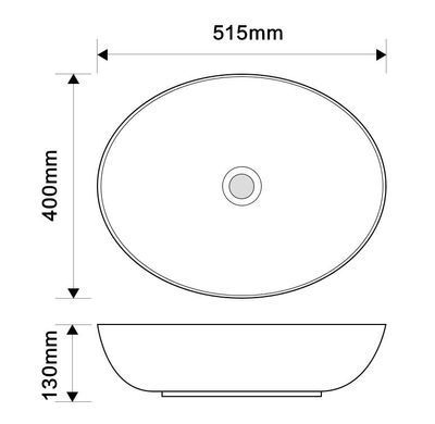 фото Раковина накладна Mixxus Premium ELLIPSE-0102 515х400х130mm (MP6551)