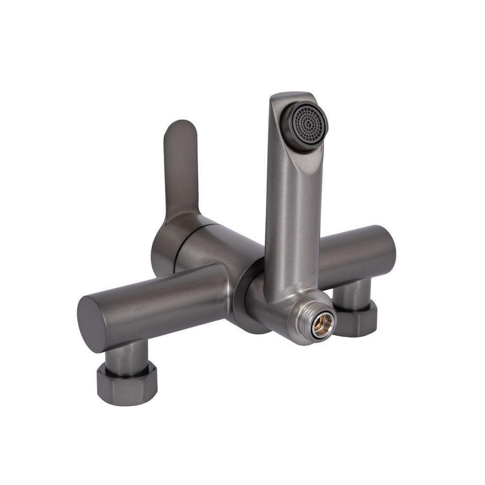 фото Смеситель для ванны Brinex Pure 006 с поворотным изливом (с душевым гарнитуром) Gunmetal Black BRIPUR006GRP