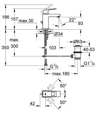 фотографія Змішувач для раковини S-розміру Grohe Eurocube (2312700E)