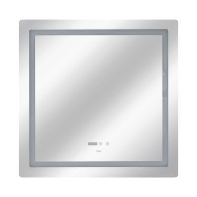 фотографія Дзеркало Qtap Mideya 800x800 з LED-підсвічуванням Touch, з антизапотіванням, з годинником, димером, рег. яскравості QT2078NCF8080W