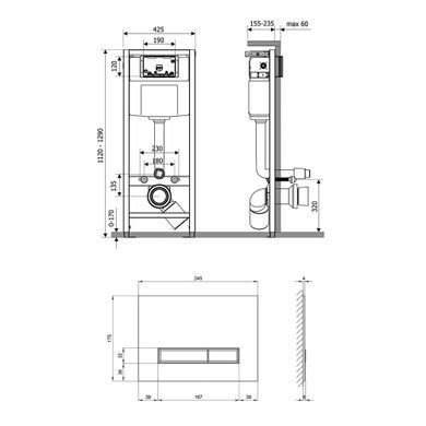 фото Набор инсталляция 4 в 1 Qtap Nest ST с линейной панелью смыва QT0133M425V1105GW