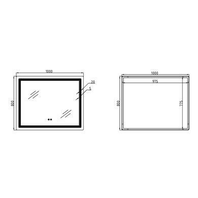 фото Зеркало Qtap Cardinal (CA2) 1000х800 с LED-подсветкой Touch, с антизапотеванием, с диммером, рег. темп. цвета (3000-6500K) QT0478C1008048455
