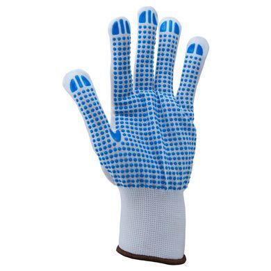 фото Рукавички трикотажні з крапковим ПВХ покриттям р9 (білі, манжет) КРАТНО 12 парам SIGMA (9442421)
