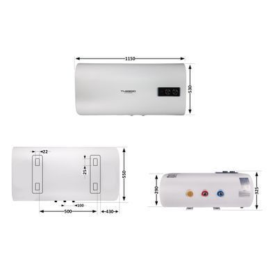фотографія Водонагрівач електричний Thermo Alliance 100 л плоский горизонтальний, мокрий ТЕН 2 кВт (0,8+1,2) DT100H20G(PD)