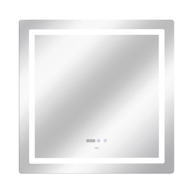 фотографія Дзеркало Qtap Mideya 800x800 з LED-підсвічуванням Touch, з антизапотіванням, з годинником, димером, рег. яскравості QT2078NCF8080W