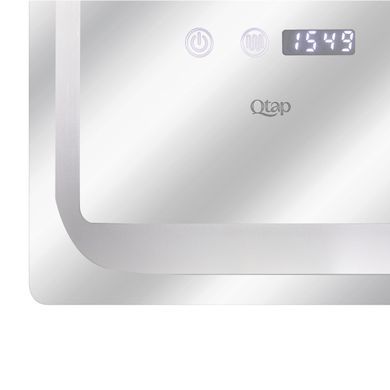 фотографія Дзеркало Qtap Mideya 800х600 з LED-підсвічуванням Touch, з антизапотіванням, з годинником, димером, рег. яскравості QT2078NCF8060W
