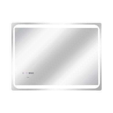 фотографія Дзеркало Qtap Mideya 800х600 з LED-підсвічуванням Touch, з антизапотіванням, з годинником, димером, рег. яскравості QT2078NCF8060W