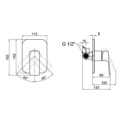 фото Смеситель для душа Qtap Namesti скрытого монтажа QTNAM6025102NC Chrome