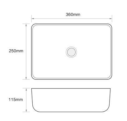 фото Раковина накладна Mixxus Premium DIVERSE-0103 360х250х115mm (MP6539)
