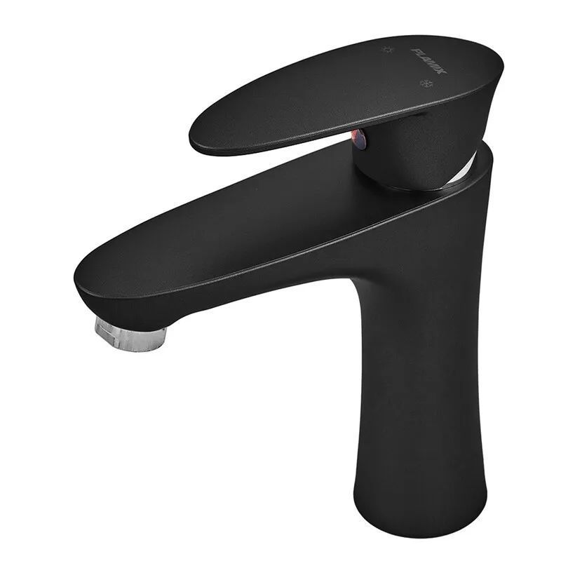 фото Смеситель для умывальника Plamix Cezar-001 SET Matte black (с подводкой) (PM0662)
