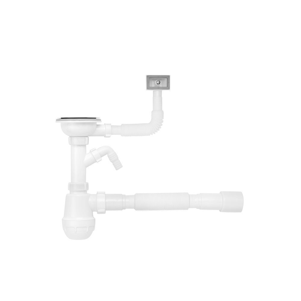 фото Сифон для кухонной мойки Kroner KRP - KS02-1 3 1/2"х40/50 мм с отводом для стиральной машины, с квадратным переливом