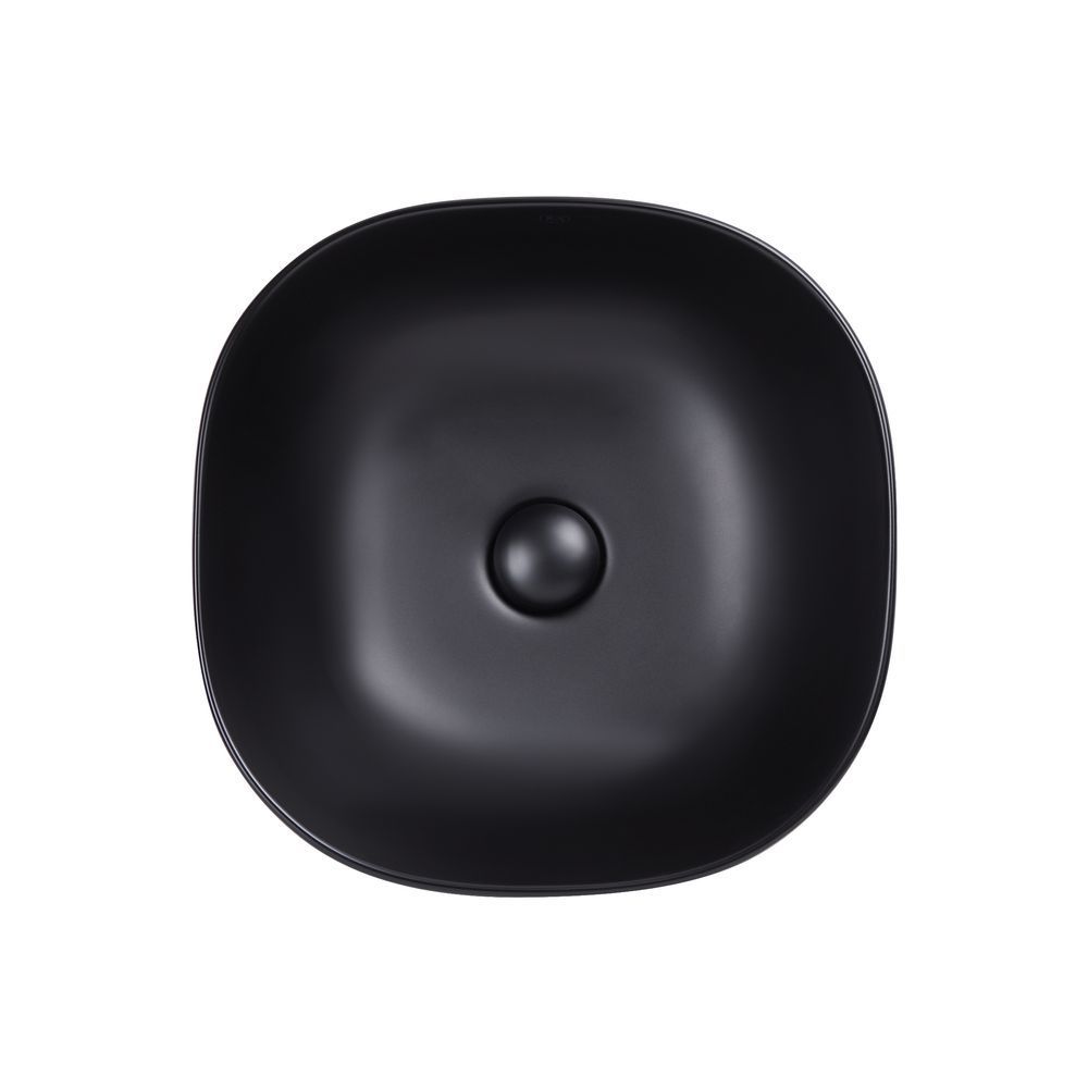 фото Раковина-чаша Qtap Kolibri 410x410x150 Matt black с донным клапаном QT10112144MBMB