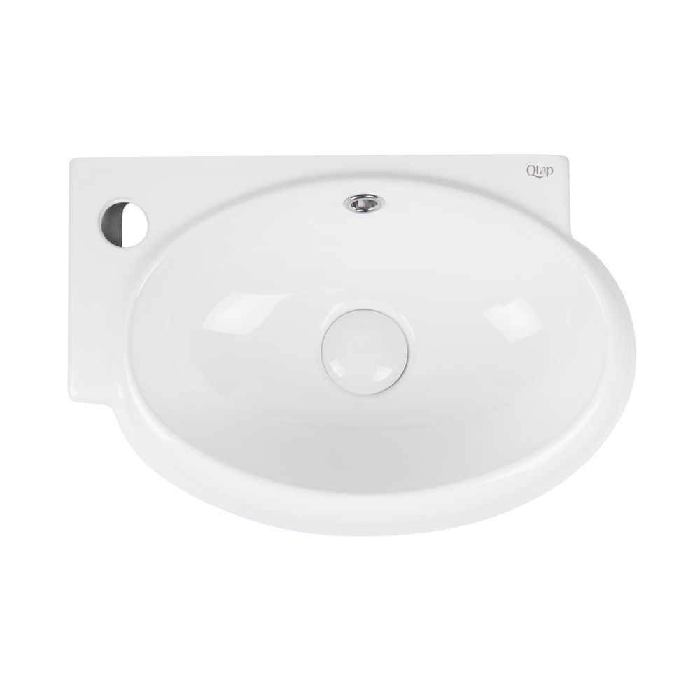 фото Раковина Qtap Leo 420x280x150 White с донным клапаном QT11115011LW