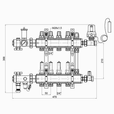 фотографія Колекторна група Icma 3/4" 4 виходи, з витратоміром №A2K013