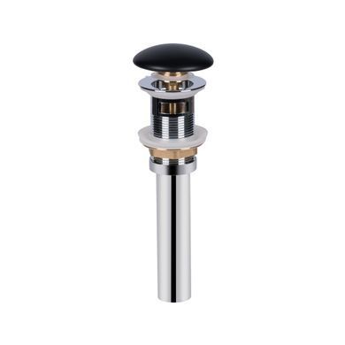 фото Донный клапан для раковины Qtap PU03O 70х70х227.5 Matt black с переливом