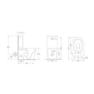 фотографія Унітаз підлоговий Qtap Swan Ultra Quiet з сидінням Soft-close 640x360x835 мм QT16222182TW White