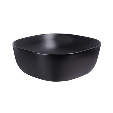 фото Раковина-чаша Qtap Kolibri 410x410x150 Matt black с донным клапаном QT10112144MBMB