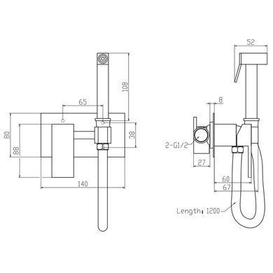 фото Змішувач для гігієнічного душу Mixxus Premium Bend 002 Inner з лійкою (MI6924)