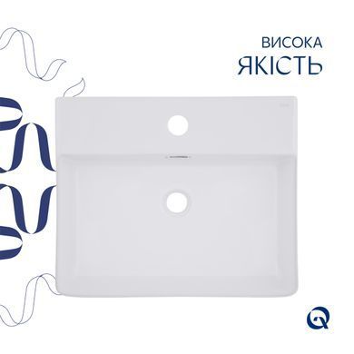 фотографія Комплект Qtap Nando LT: Раковина підвісна прамокутна 500х420х130 мм White + Донний клапан PU02O