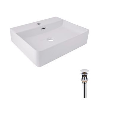 фотографія Комплект Qtap Nando LT: Раковина підвісна прамокутна 500х420х130 мм White + Донний клапан PU02O