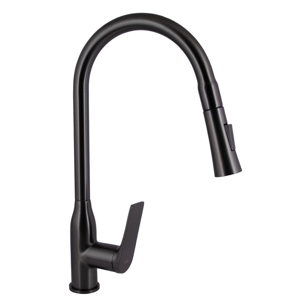 фото Смеситель для кухни Qtap Vlasta New с выдвижным изливом QTVLA344GMB45647 Gunmetal Black PVD