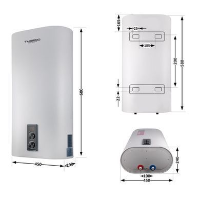 фото Водонагреватель электрический Thermo Alliance 30 л плоский вертикальный, сухой ТЭН 2 кВт (0,8+1,2) DT30V20G(PD)-D/2