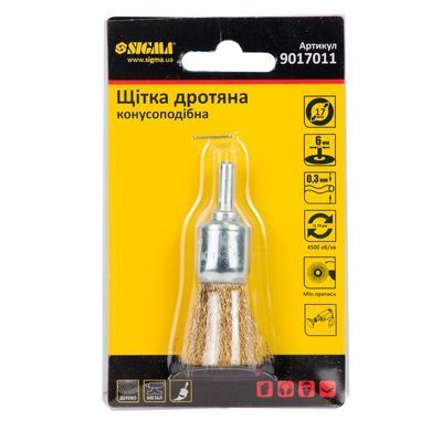 фото Щітка дротяна конусоподібна &Oslash;17мм хвостовик &Oslash;6мм (латуньованна) SIGMA (9017011)