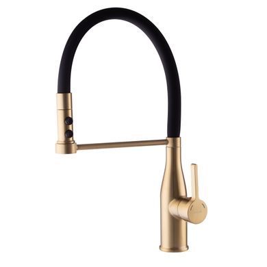 фото Змішувач для кухні Mixxus Premium Summer 017 BRUSHED GOLD REFL.BLACK (MI6964)