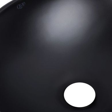 фотографія Комплект Qtap Dove: Раковина накладна овальна 410x335x145 мм Matt Black + Донний клапан PU03
