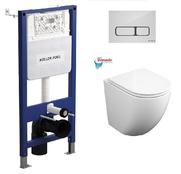 фотографія Інсталяція KollerPool AQUA LINE + EDGE панель змива біла + підвісний унітаз Round (Торнадо 3)