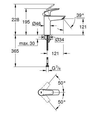 фото Змішувач для раковини M-розміру Grohe Eurosmart New (23324003)