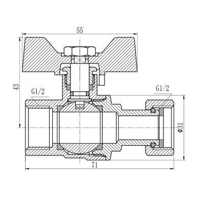 фотографія Кран кульовий з накидною гайкою Thermo Alliance Forte 1/2"х ВР для води прямий SF260W15