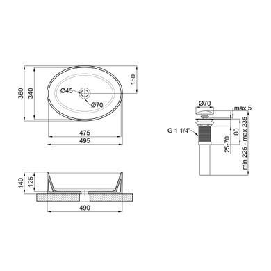 фотографія Раковина-чаша Qtap Kolibri 500x360x140 White з донним клапаном QT10113054W
