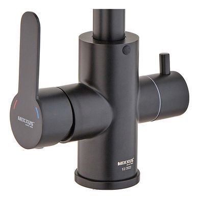 фото Змішувач для кухні Mixxus DAX-021-G Black (нерж. сталь) з вих.для пит.води (MI6078)