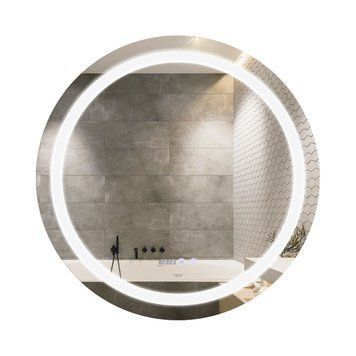 фотографія Дзеркало Qtap Mideya R800 з LED-підсвічуванням Touch, з антизапотіванням, з годинником, димером, рег. яскравості QT2078NCR8080W