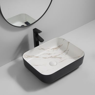 фото Раковина накладна MIXXUS PREMIUM DIVERSE-0110 MARBLE-BLACK 500х390х130mm (MP6517)