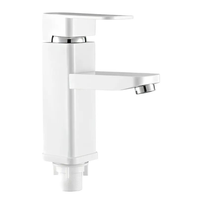 фото Смеситель для умывальника Plamix Kub-001 White (с подводкой) (PM0611)