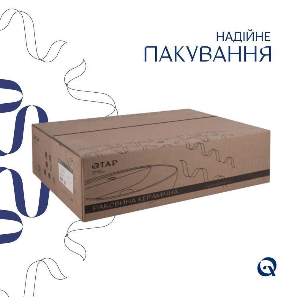фотографія Комплект Qtap Cardinal: Раковина підвісна / накладна овальна 565х400х130 мм White + Донний клапан PU02