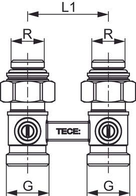 фотографія Блок для нижнього підключення радіатора TECE прямий 3/4 "х 1/2"