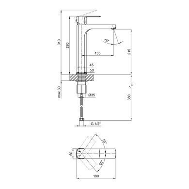 фотографія Змішувач для раковини Qtap Lipno високий QTLIPNO10H23101G Graphite