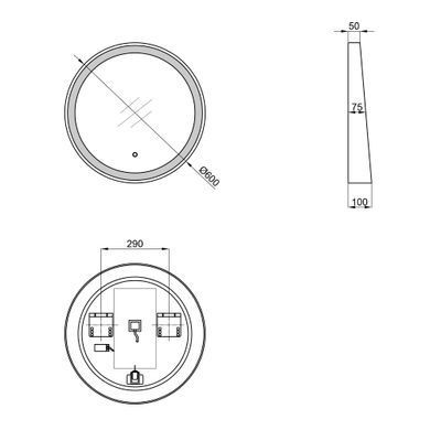 фото Зеркало Qtap Robin R600 с LED-подсветкой Touch, с антизапотеванием, с диммером, рег. темп. цвета (3000-6500K) QT13786501B