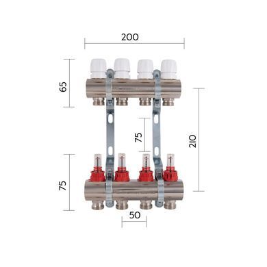 фото Коллектор с расходомерами Thermo Alliance Standart 1" 4 выхода SD235W4