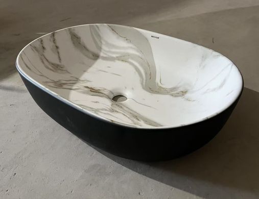 фото Раковина накладна MIXXUS PREMIUM ELLIPSE-0105 MARBLE-BLACK 600х400х150mm (MP6565)