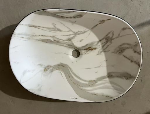 фото Раковина накладна MIXXUS PREMIUM ELLIPSE-0105 MARBLE-BLACK 600х400х150mm (MP6565)