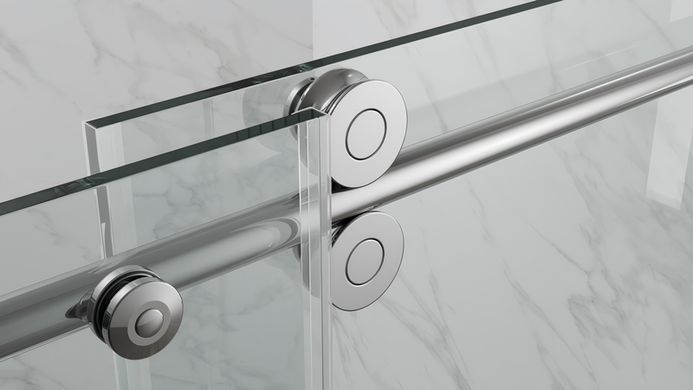 фото Двері у нішу розсувні KOER SR SD06-140x220-TR-01 прозоре скло EASY CLEAN 8мм хром (KR5368)