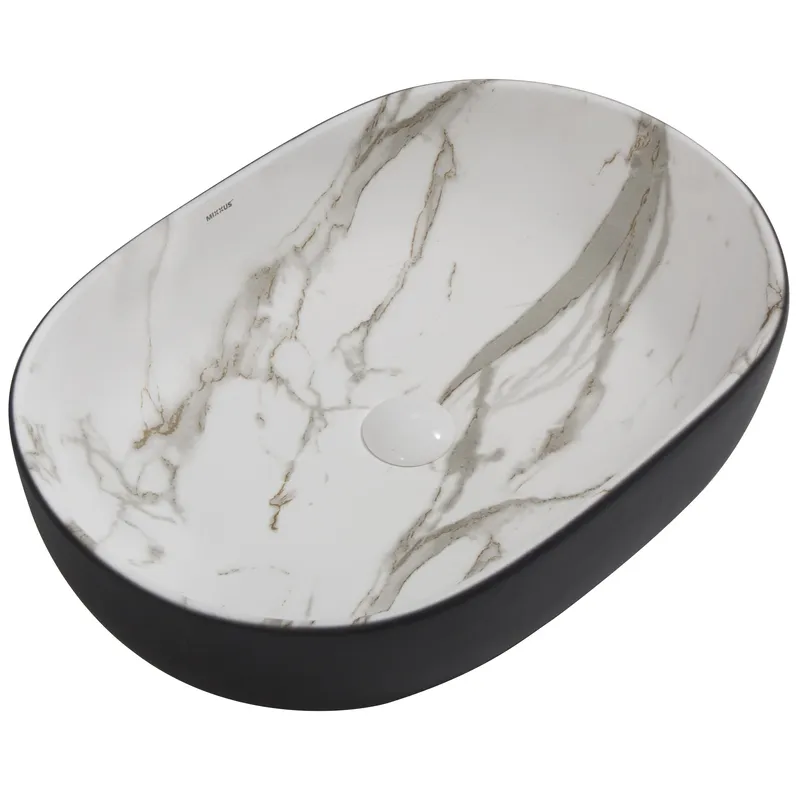 фото Раковина накладна MIXXUS PREMIUM ELLIPSE-0105 MARBLE-BLACK 600х400х150mm (MP6565)