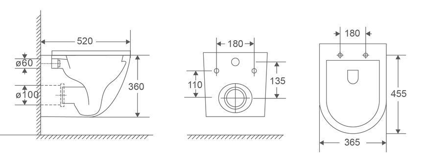 фото Унітаз підвісний Mixxus Premium Ellipse-0303-R 520x365x360mm, система змиву Rimless (MP6463)