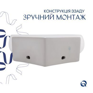 фото Комплект Qtap Leo N: Раковина подвесная угловая овальная 380x360x130 мм WHITE + Донный клапан PU02O